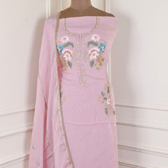 Organza Baby Pink Unstitched Suit