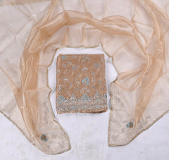 Glass Shimmer Beige Unstitched Suit