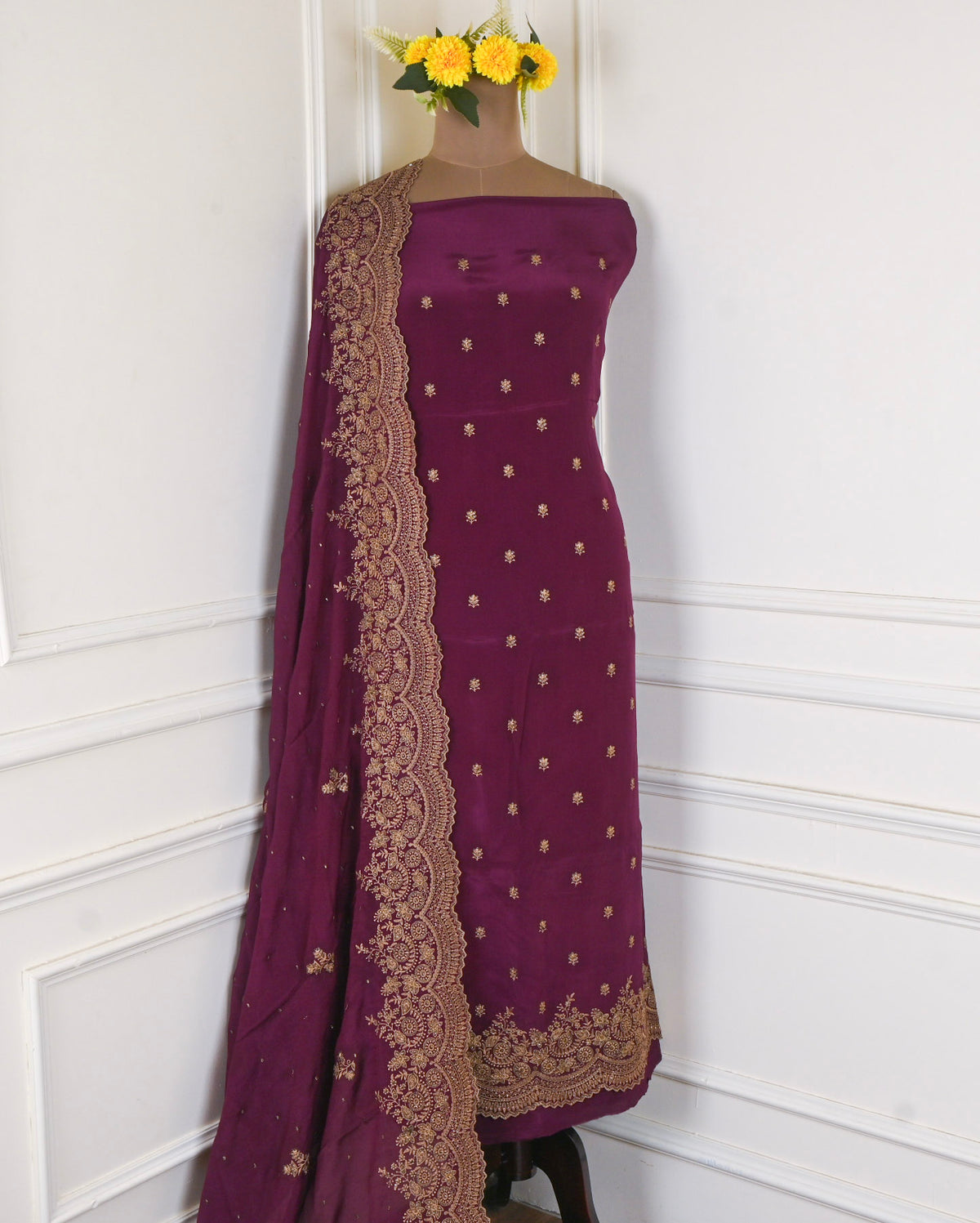 Crepe Purple Unstitched Suit