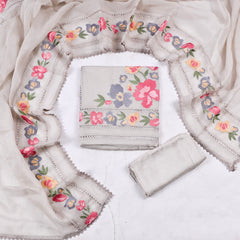 Organza Grey Unstitched Suit