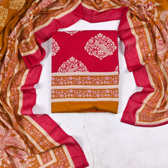Pure Cotton maroon Unstitched Suit