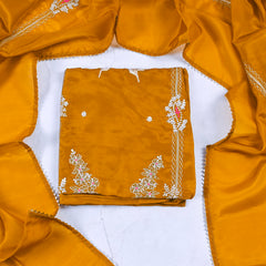 Crepe Mustard Yellow Unstitched Suit