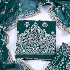 Khadi Green Stitched Lehenga Suit