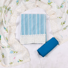 Chanderi Silk Ferozi Unstitched Suit