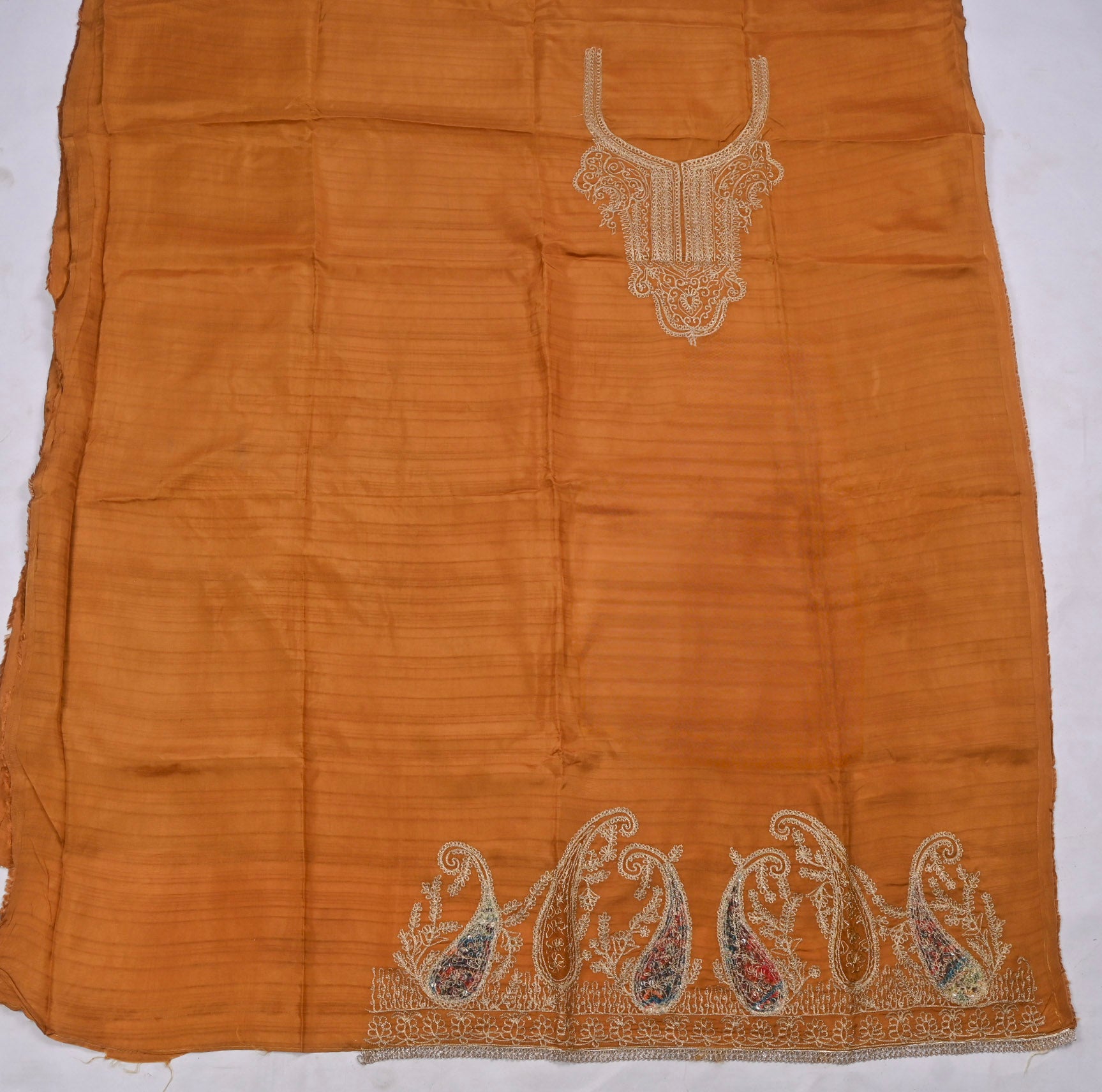 Raw Silk Orange Unstitched Suit