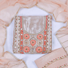 Brocade Beige Unstitched Suit