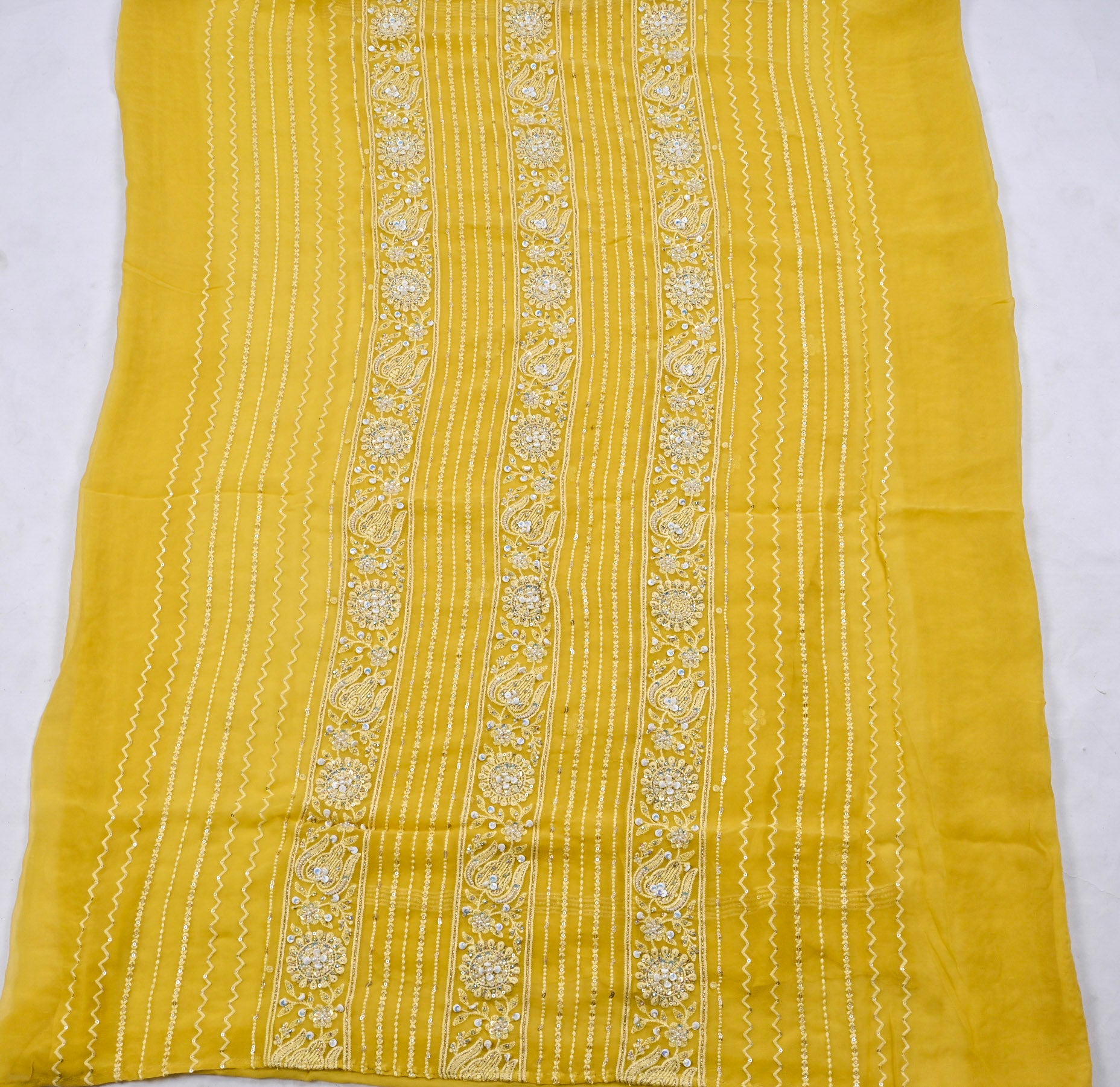 Georgette Yellow Unstitched Suit