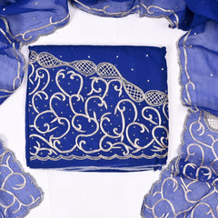 Organza Blue Unstitched Suit