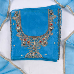 Glass Shimmer Sky Blue Unstitched Suit
