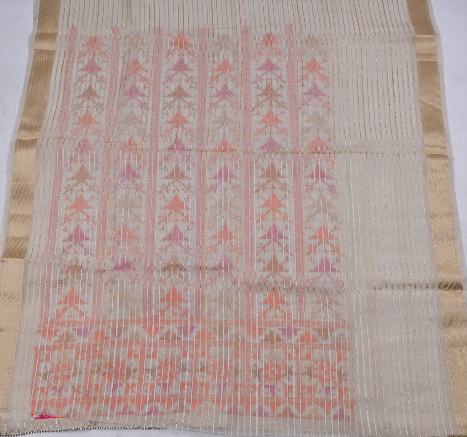 Shimmer Golden White Unstitched Suit