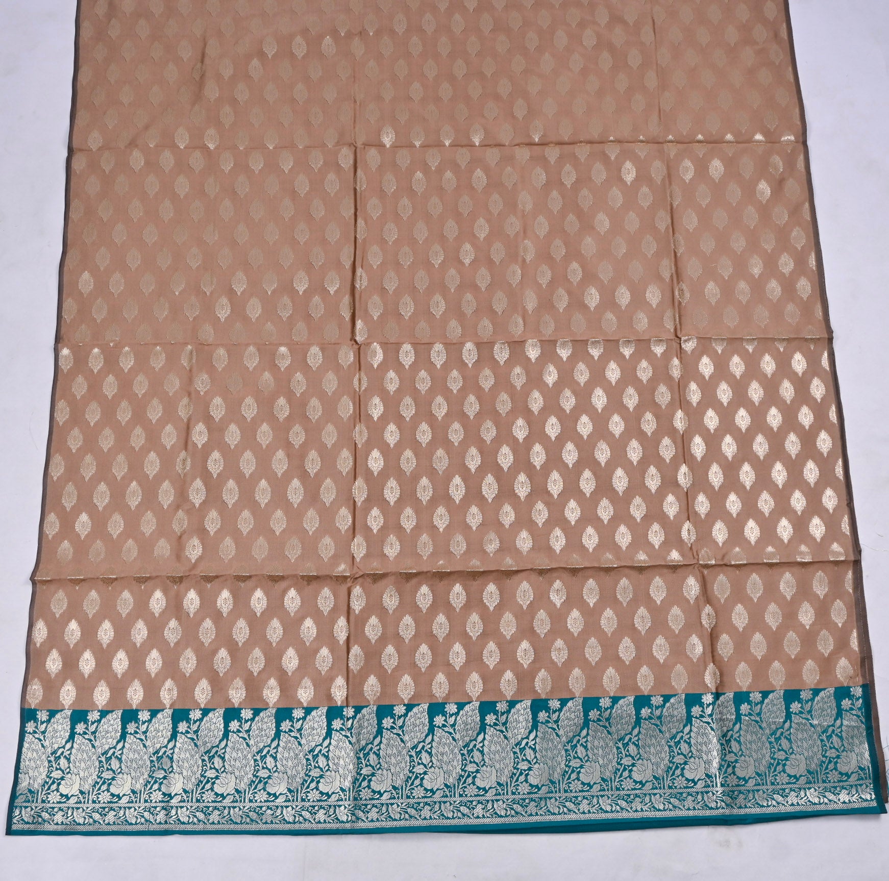 Banarasi Silk Beige Unstitched Suit