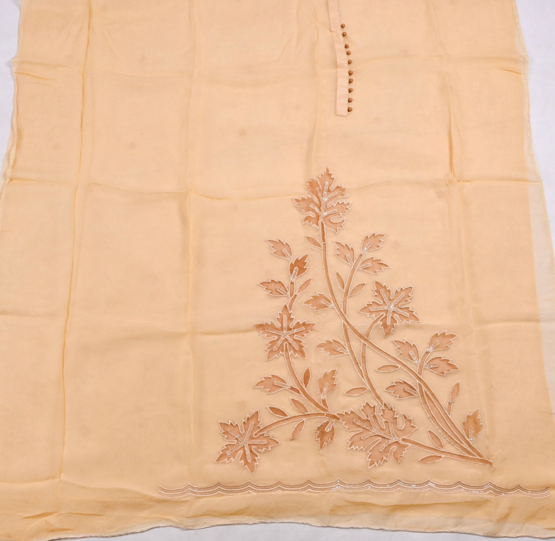 Organza Beige Unstitched Suit