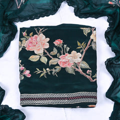 Crepe Green Unstitched Suit
