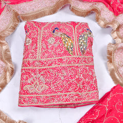 Crepe Magenta Peplum Lehenga Suit