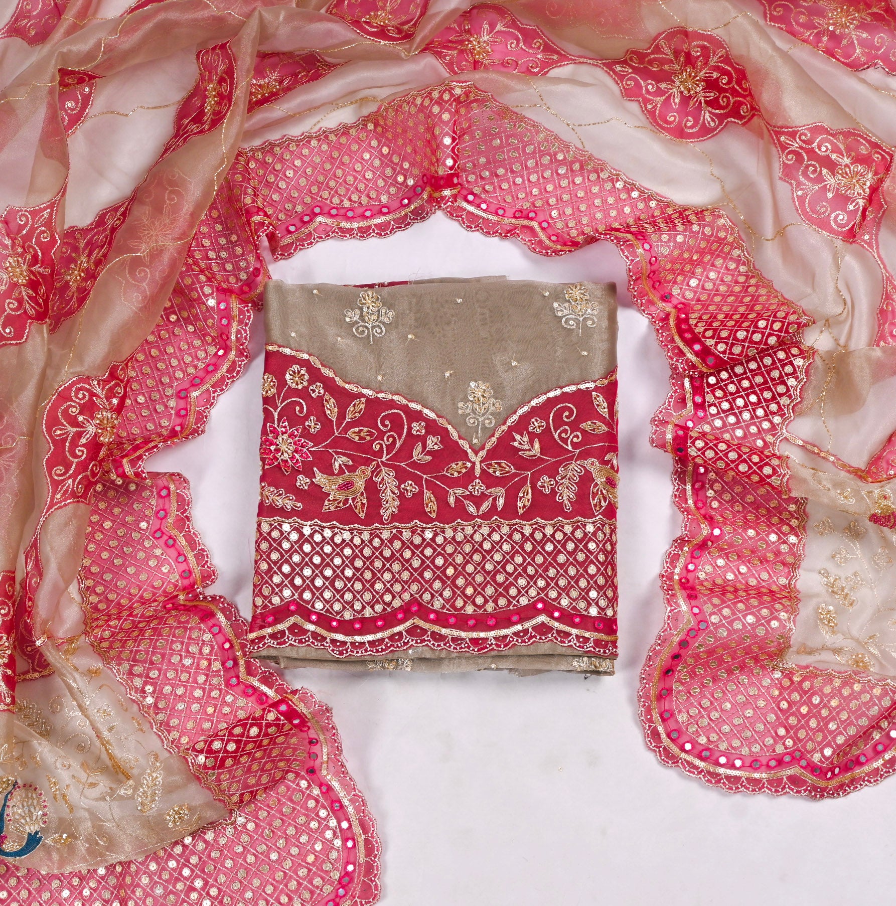 Glass Shimmer Off-White Unstitched Suit