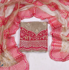 Glass Shimmer Off-White Unstitched Suit
