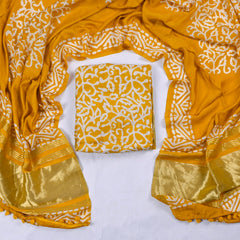 Cotton Yellow Unstitched Suit