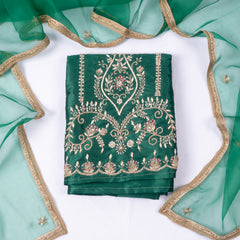Gavadin Silk Green Unstitched Suit