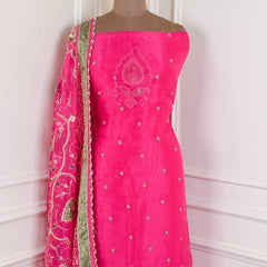 Glass Tissue Pink Unstitched Suit