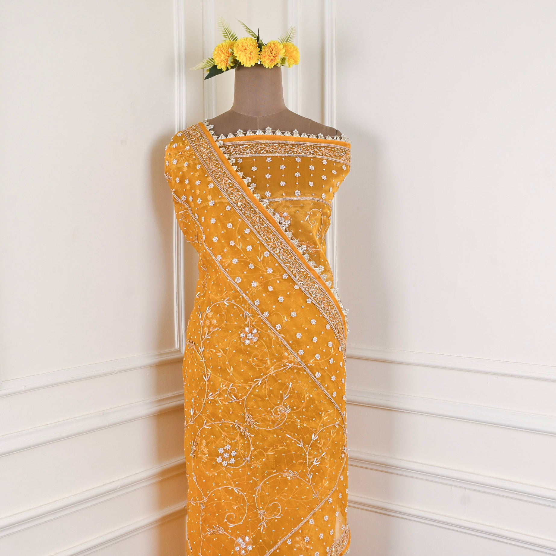 Glass Shimmer Yellow Unstitched Suit
