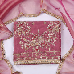 Shimmer Onion Pink Unstitched Suit