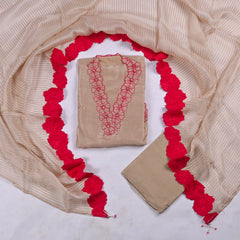 Shimmer Beige Unstitched Suit