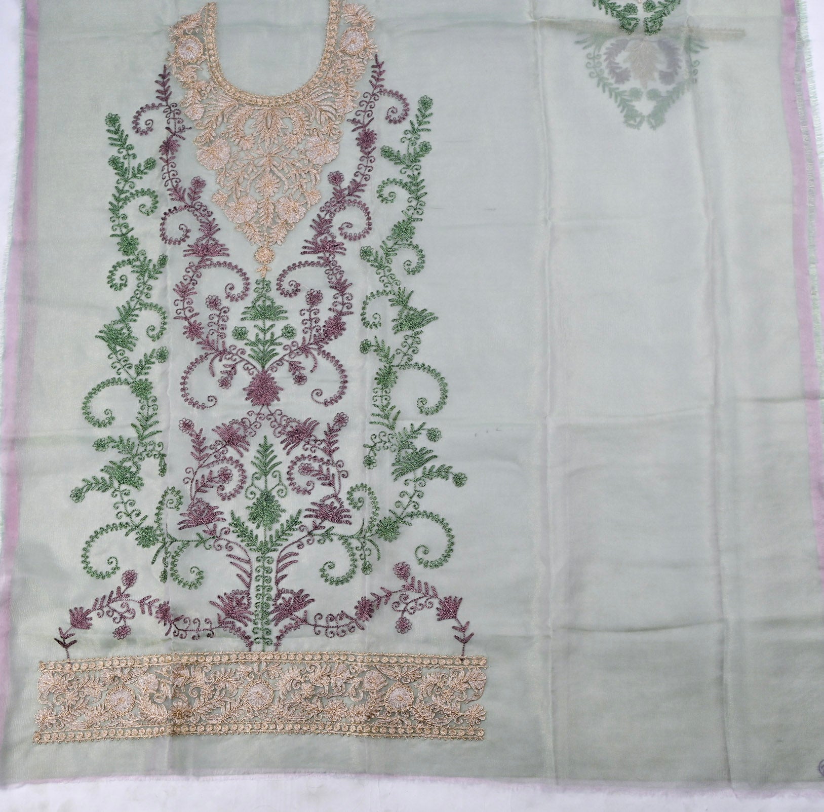 Crush Shimmer Pista Green Unstitched Suit