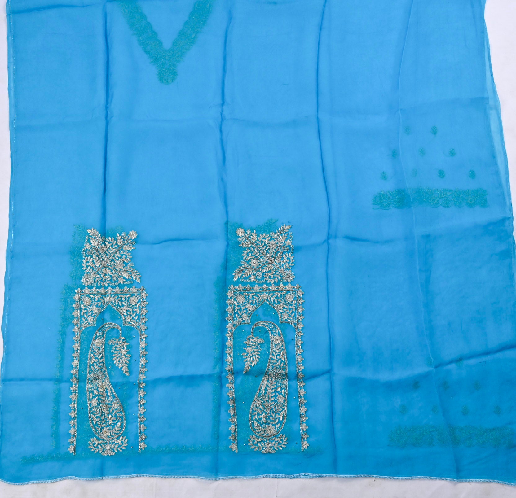 Organza Sky Blue Unstitched Suit