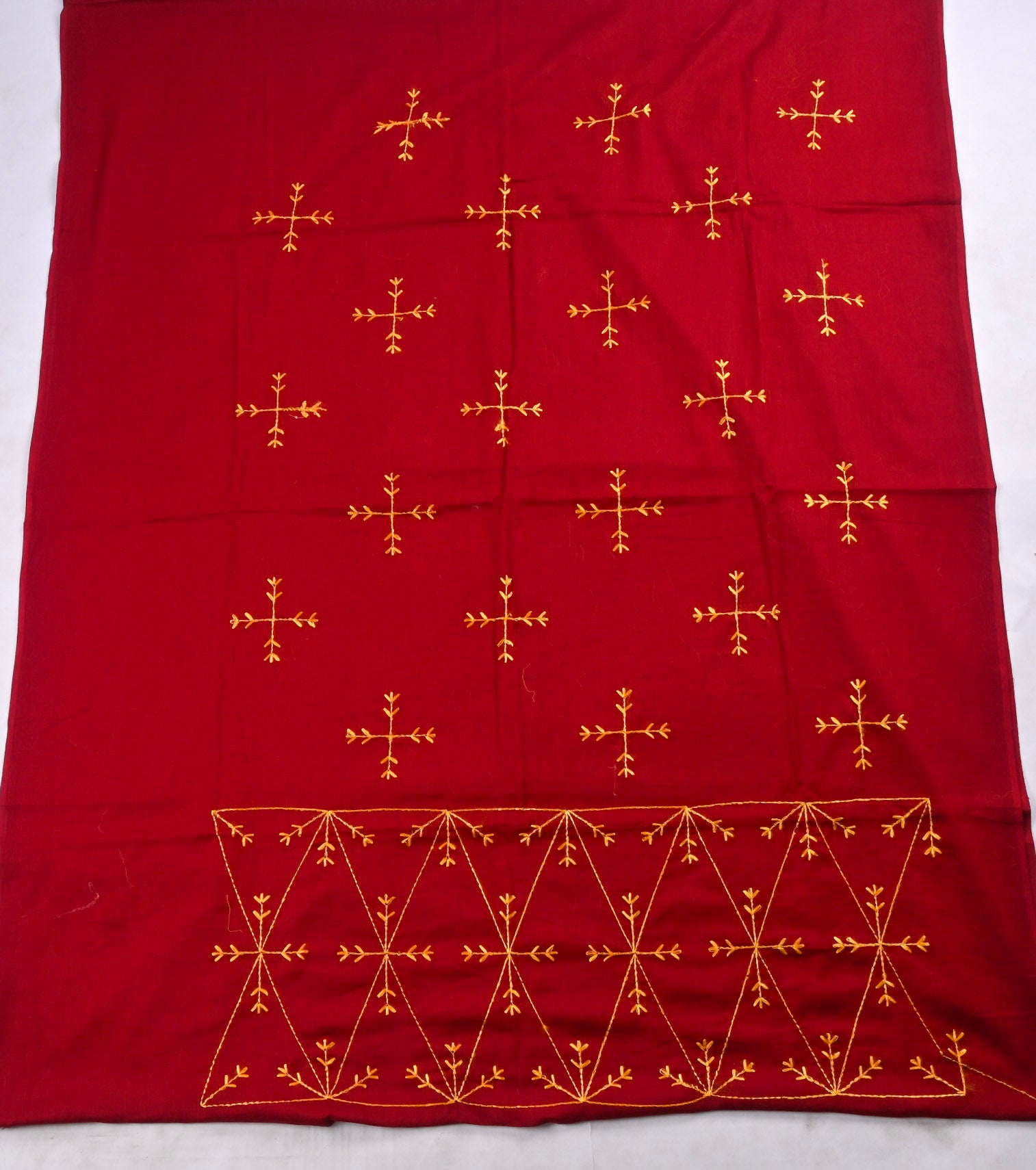 Mul Mul Maroon Phulkari Suit