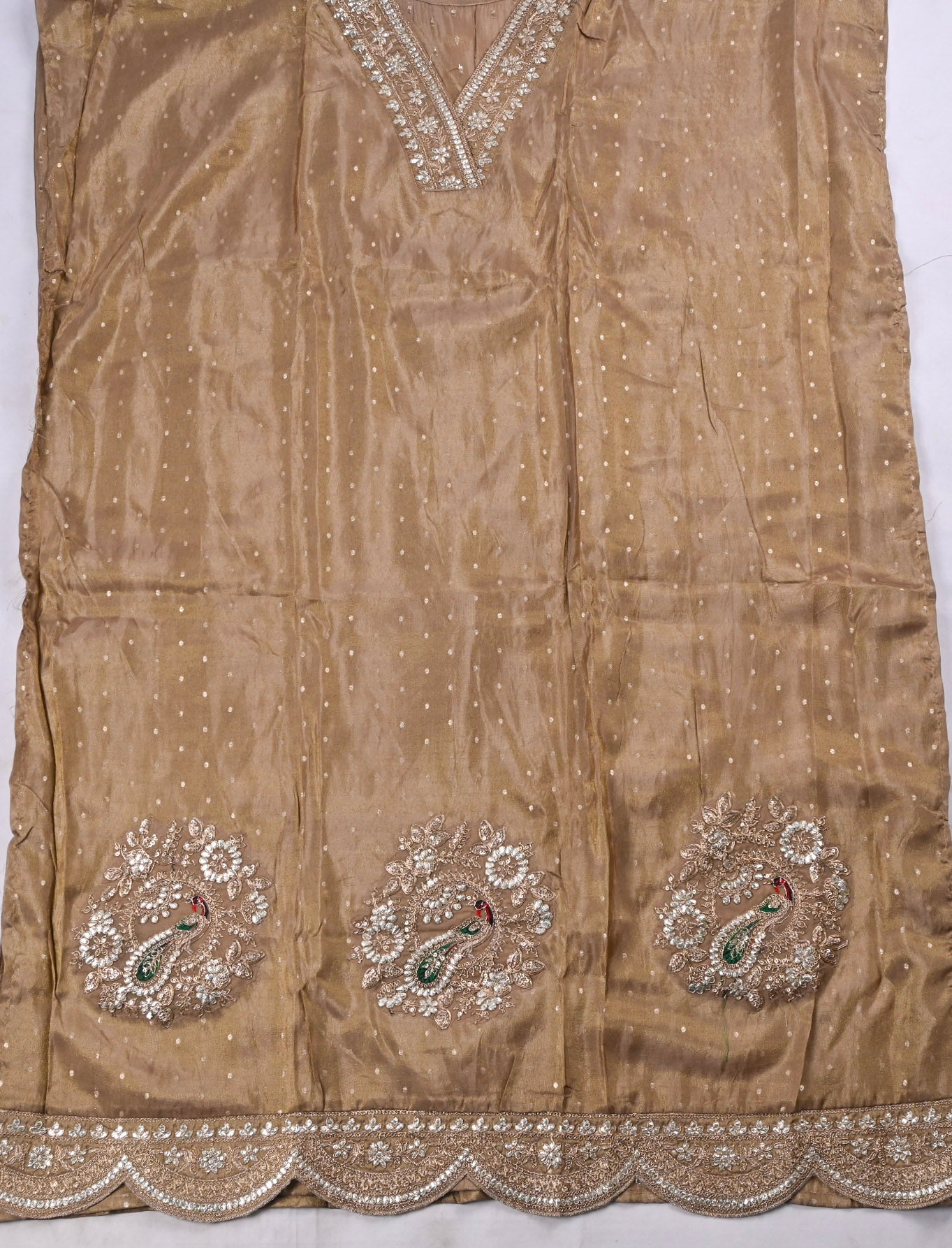 Banarasi Brown Unstitched Suit