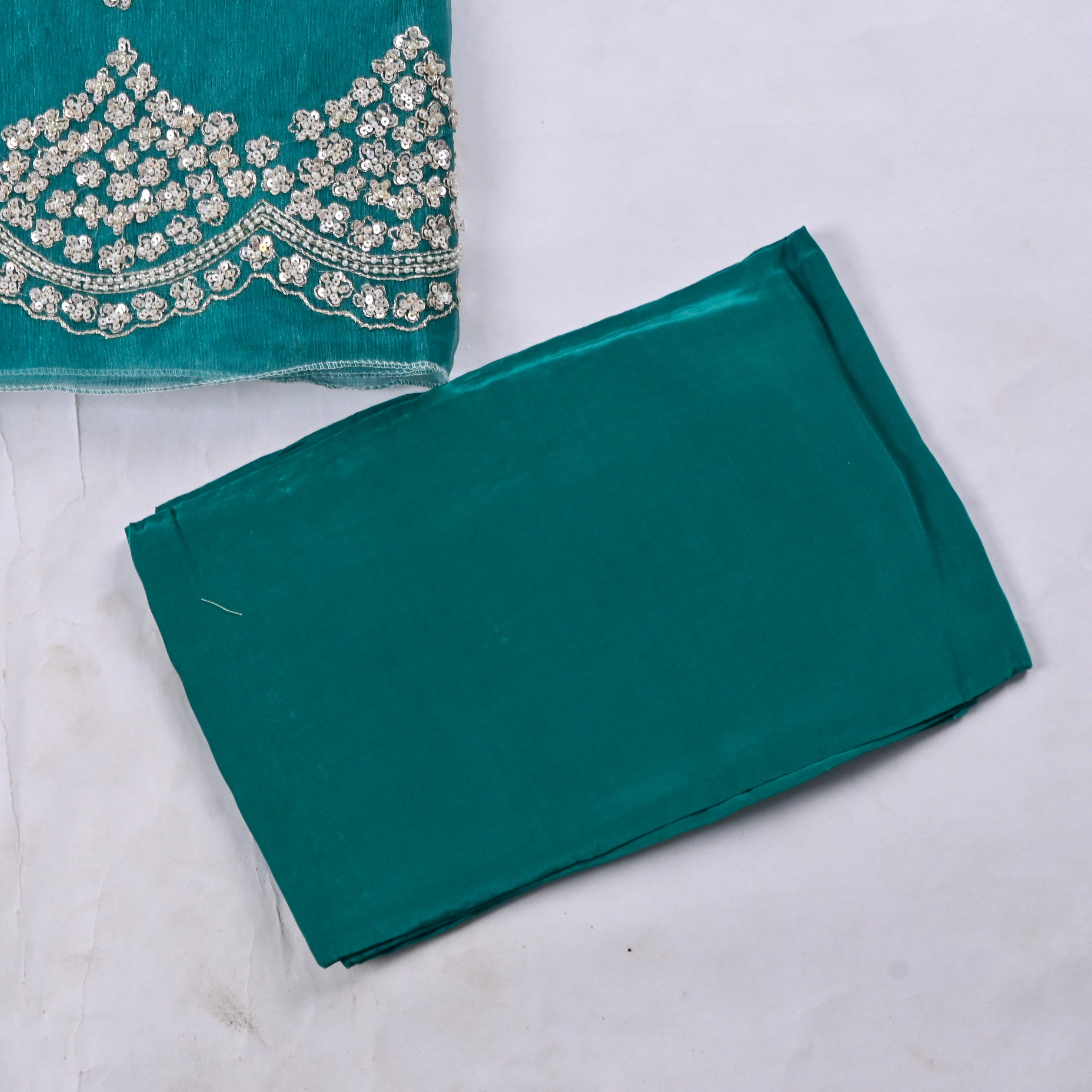 Crush Teal Blue Unstitched Suit