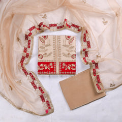 Crush Beige Red Unstitched Suit