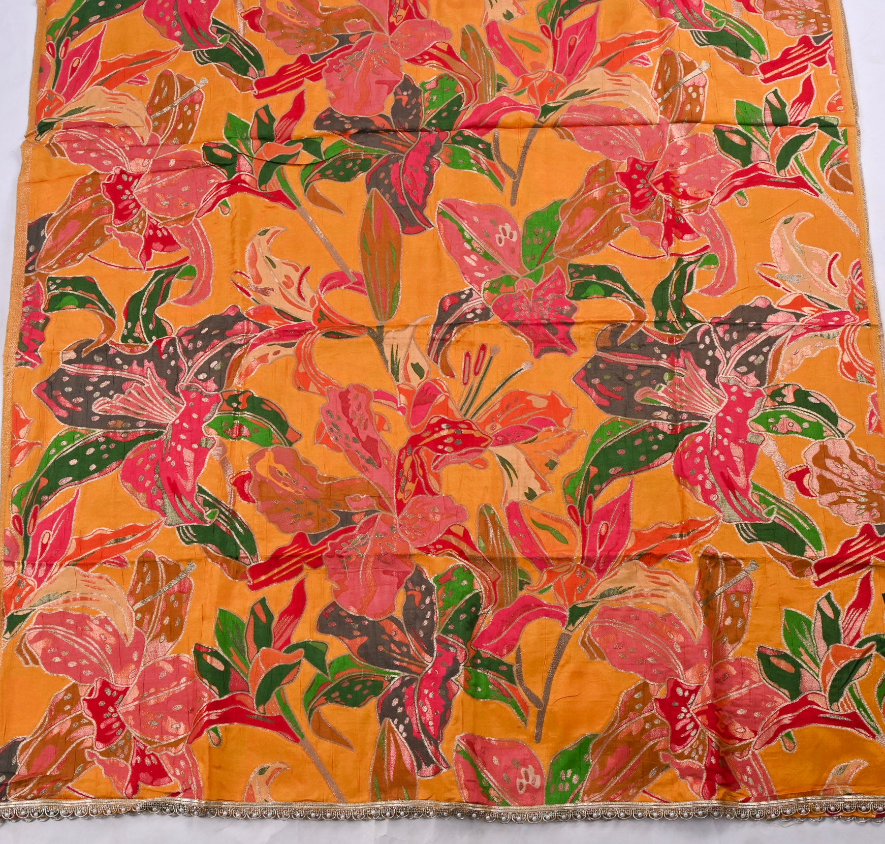Banarasi Silk Yellow Mustard Unstitched Suit