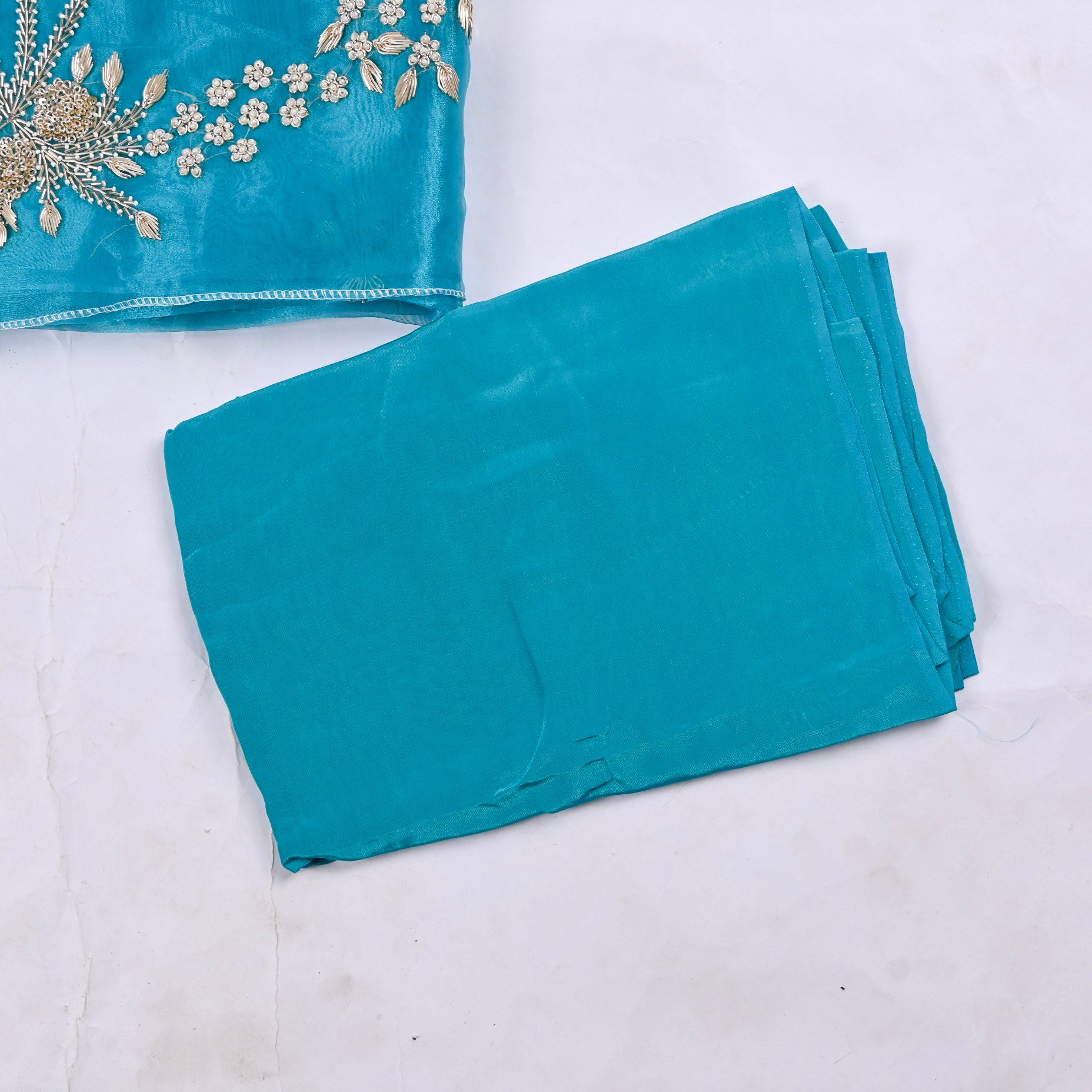 Firozi Glass Shimmer Unstitched Suit