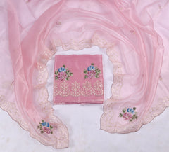Glass Shimmer Pink Unstitched Suit