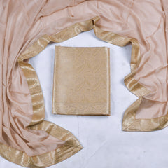 Banarasi Beige Unstitched Suit