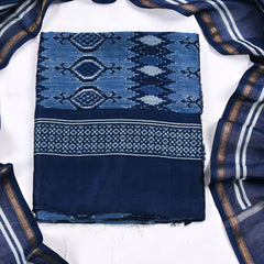 Maheshwari Cotton Navy Blue Unstitched Suit