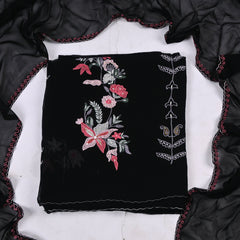 Georgette Black Unstitched Suit