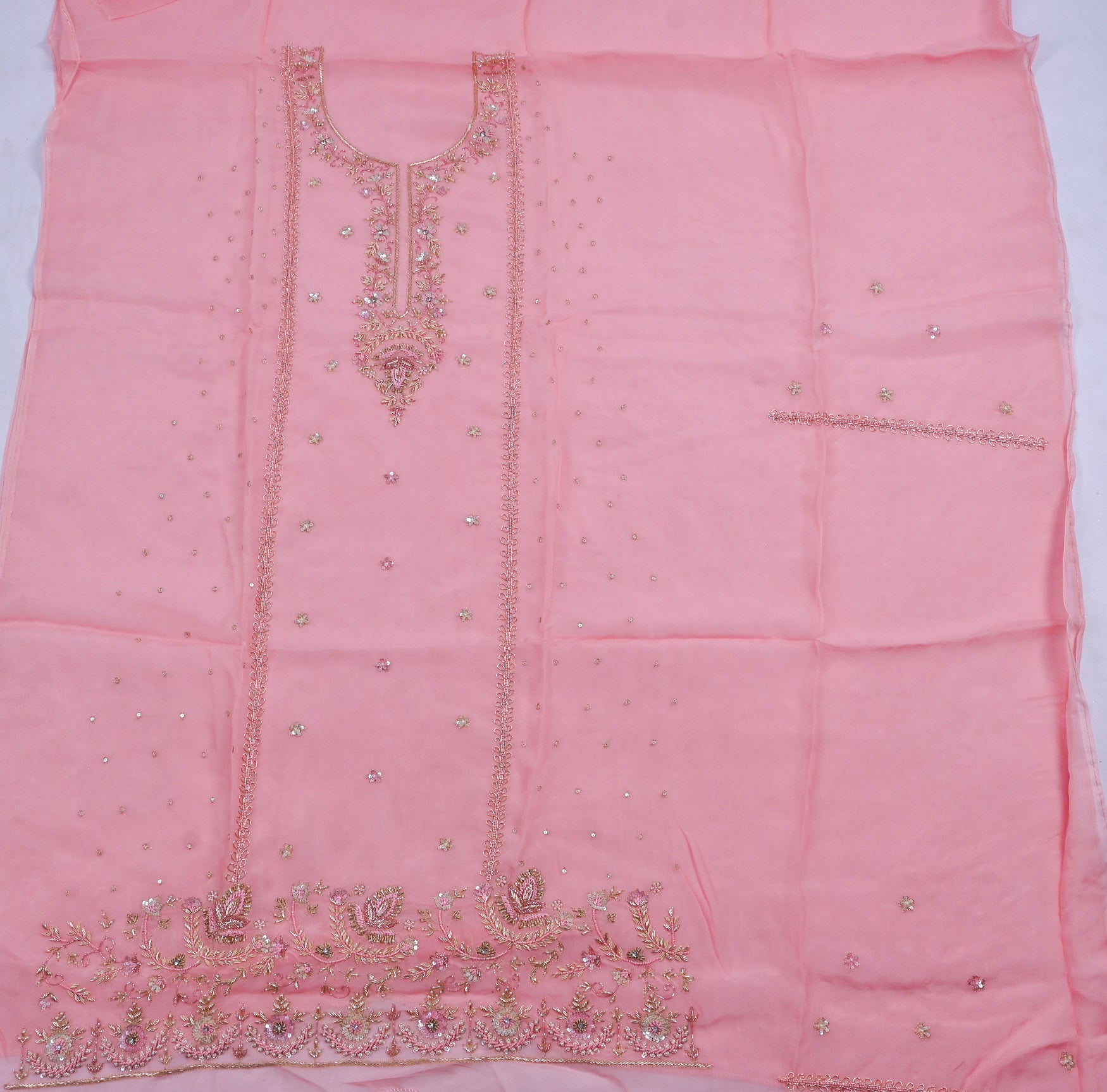 Organza Pink Unstitched Suit