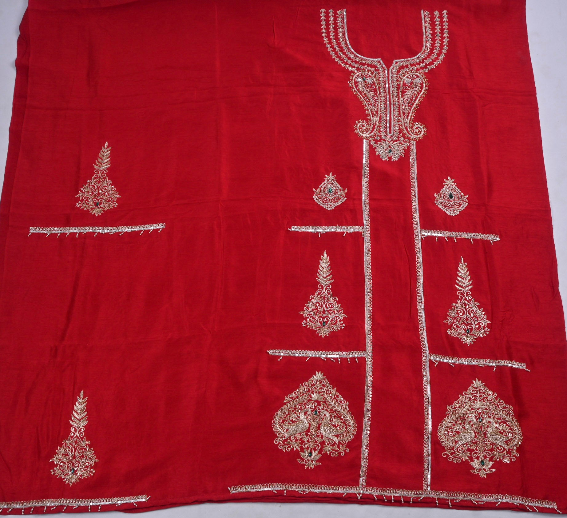 Khadi Red Unstitched Suit