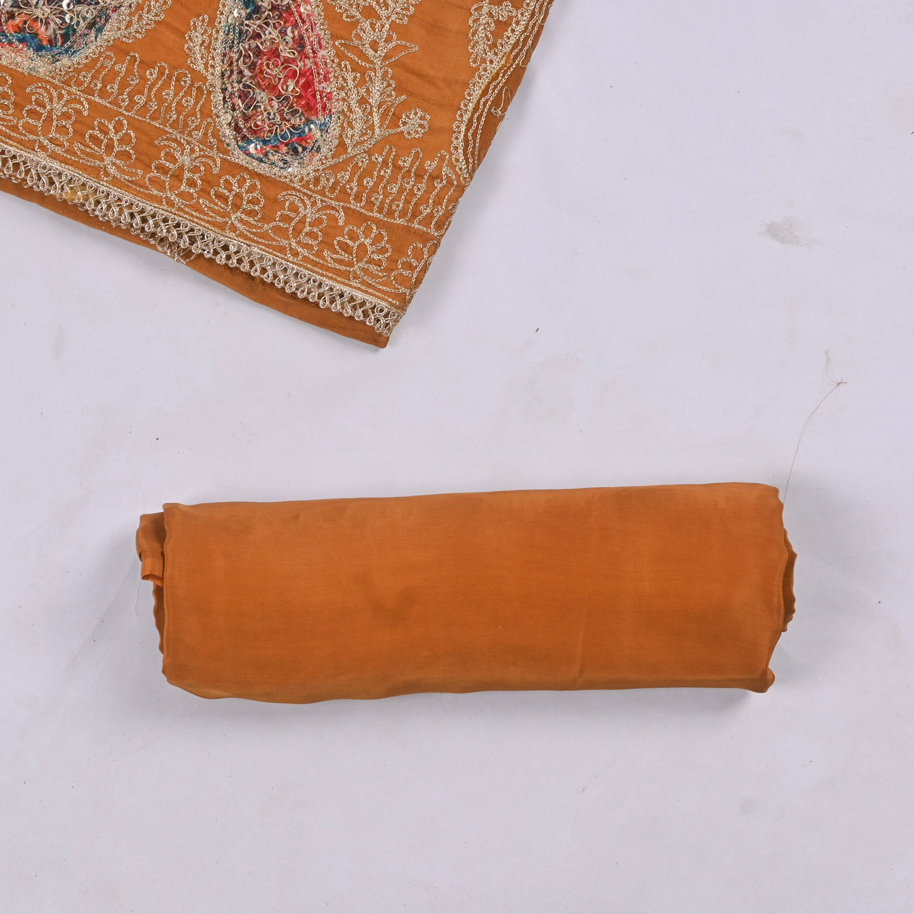 Raw Silk Orange Unstitched Suit