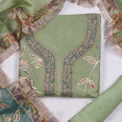 Organza Pista Green Unstitched Suit