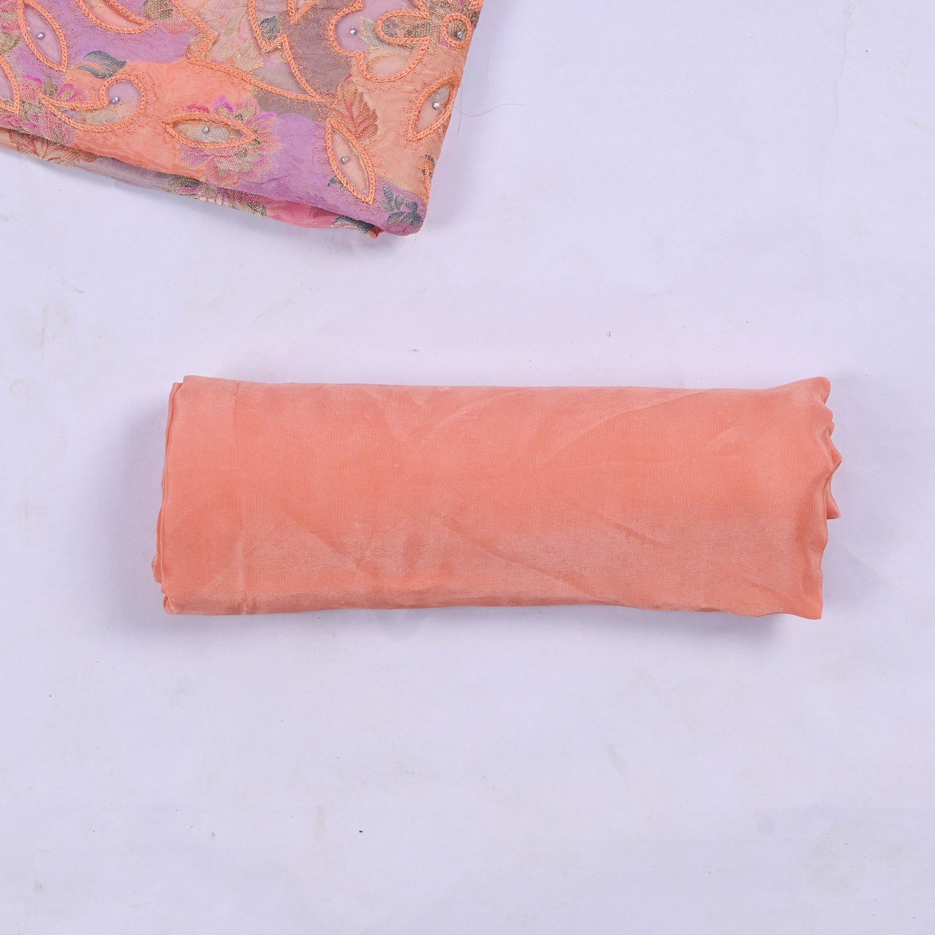 Banarasi Peach Unstitched Suit