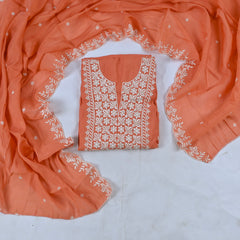 Mul Cotton Rust Unstitched Suit