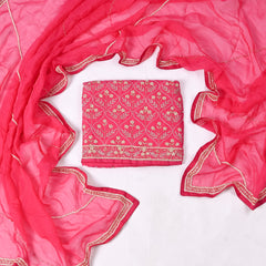 Organza Magenta Unstitched Suit
