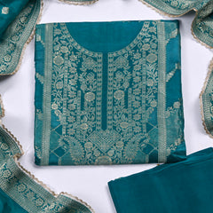 Banarasi Ferozi Unstitched Suit