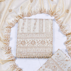 Shimmer Beige Unstitched Suit
