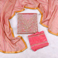 Shimmer Onion Pink Unstitched Suit
