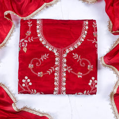 Crepe Maroon Unstitched Suit