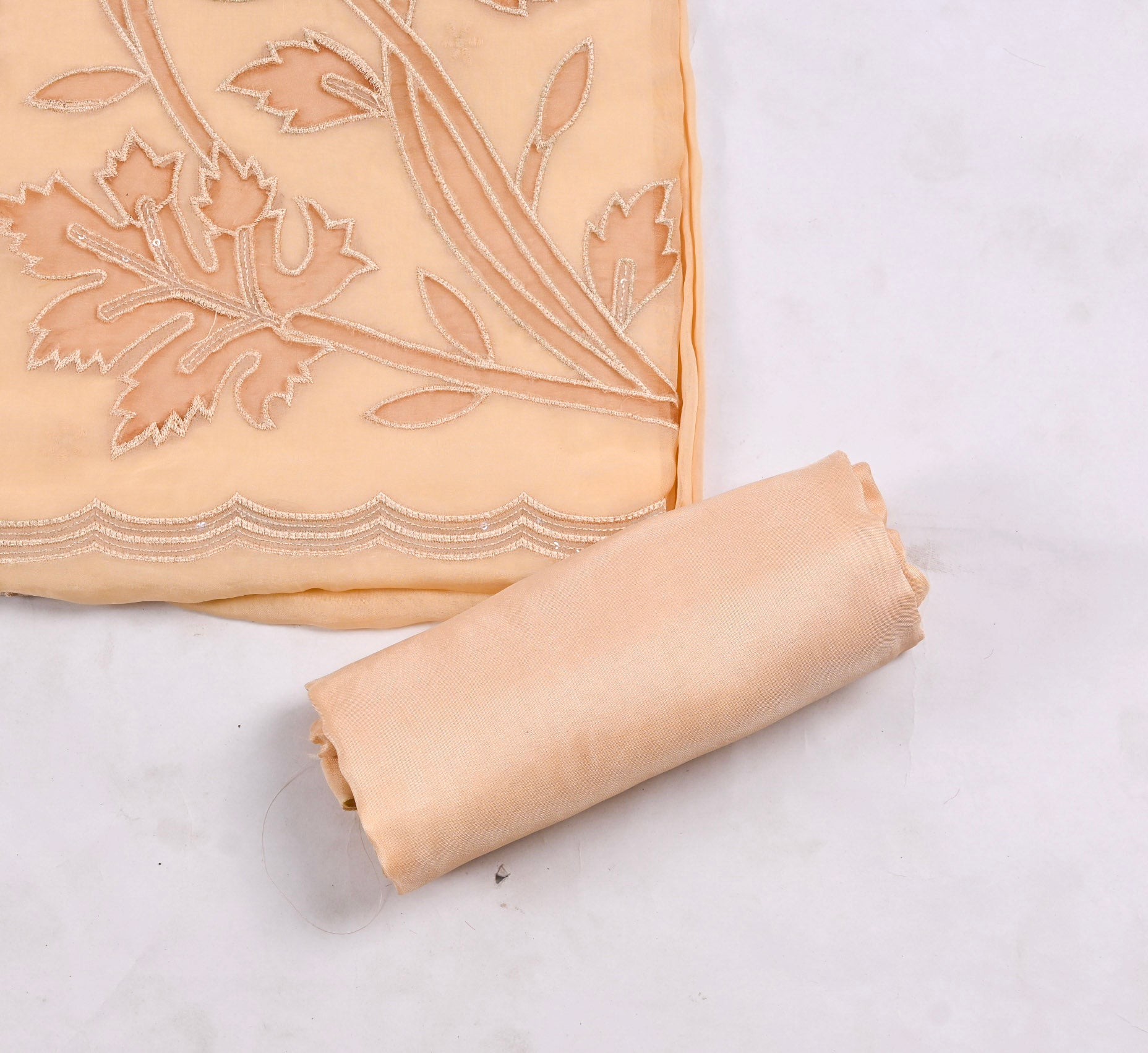 Organza Beige Unstitched Suit